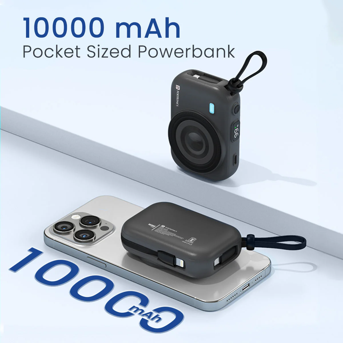 PORTRONICS Power Shutter Powerbank | 15W Wireless Charging | 22.5W Type C PD Output | In Built Type C & 8 Pin Cable | LED Display - Image 23