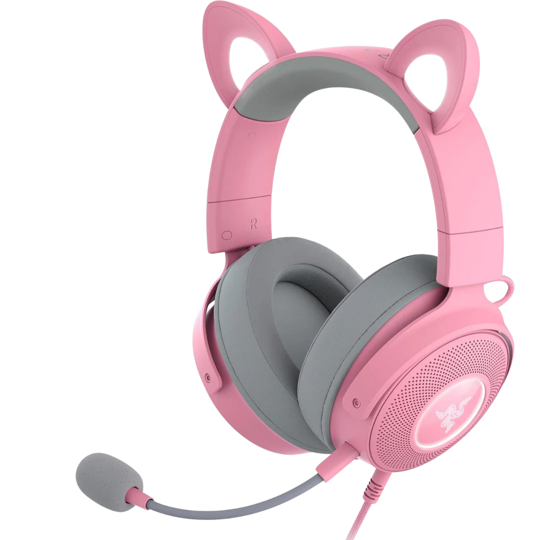 Razer Kraken Kitty V2 Pro RGB Gaming Headset (Quartz) - TriForce Titanium Drivers, Passive Noise Cancellation, USB Type A, Detachable HyperClear Cardioid Mic, THX Spatial Audio