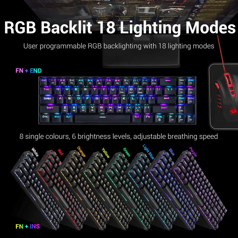Redragon DEIMOS K599 - TKL 2.4G+Wired RGB Mechanical Keyboard (Red Switch) - Image 6