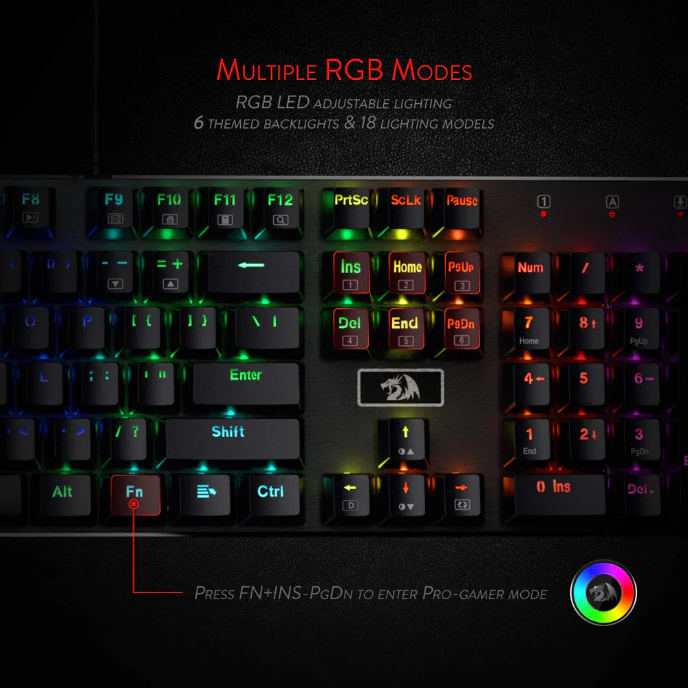 Redragon Devarajas K556 - 104 Keys Wired Mechanical Keyboard (Brown Switch) - Image 7