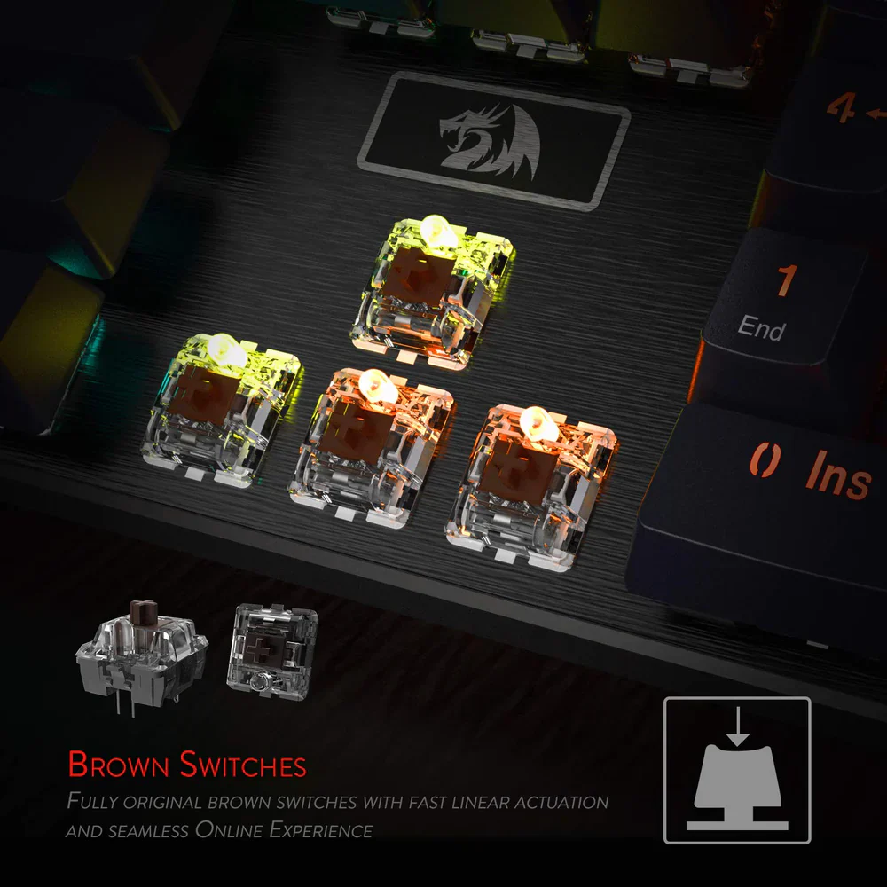 Redragon Devarajas K556 - 104 Keys Wired Mechanical Keyboard (Brown Switch) - Image 8
