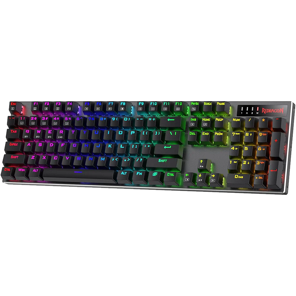 Redragon Dharma Pro K556 Pro - 104 Keys Bluetooth+2.4Ghz+Wired Mechanical Keyboard (Quiet Linear Red Switch) - Image 3