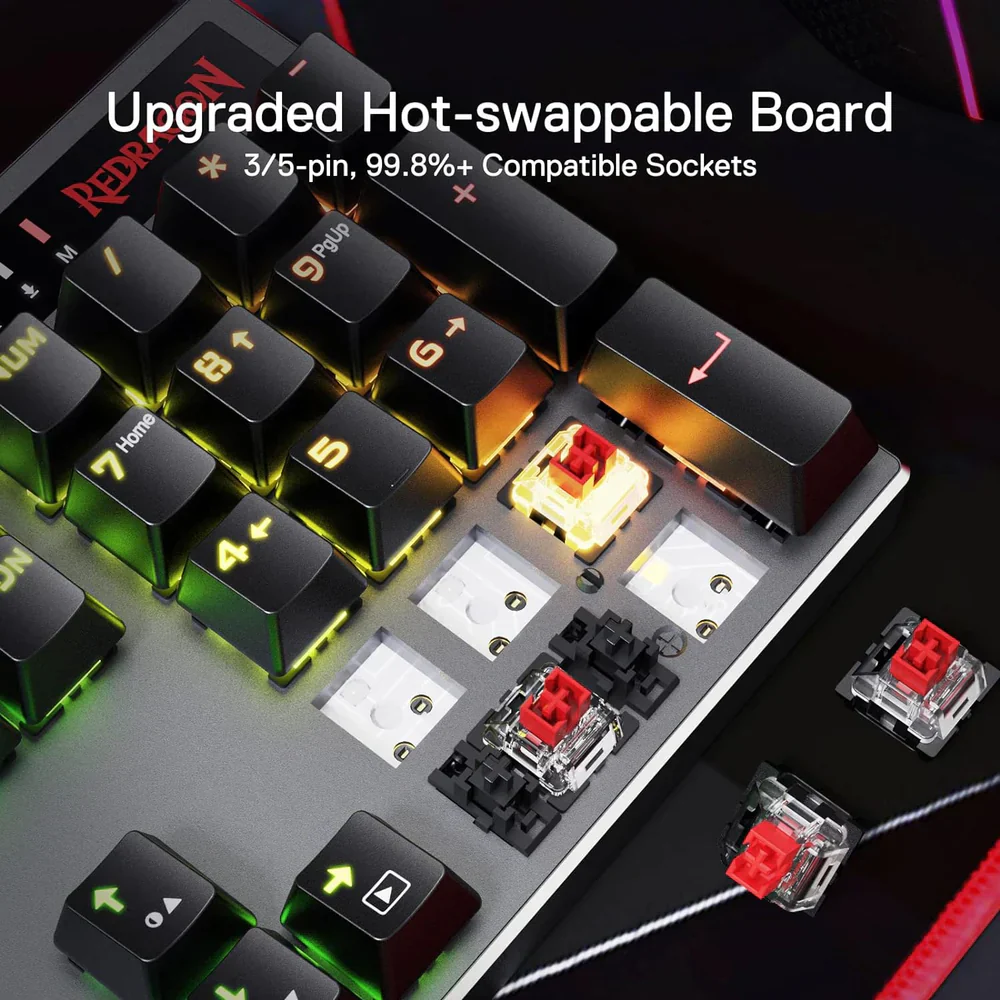 Redragon Dharma Pro K556 Pro - 104 Keys Bluetooth+2.4Ghz+Wired Mechanical Keyboard (Quiet Linear Red Switch) - Image 6