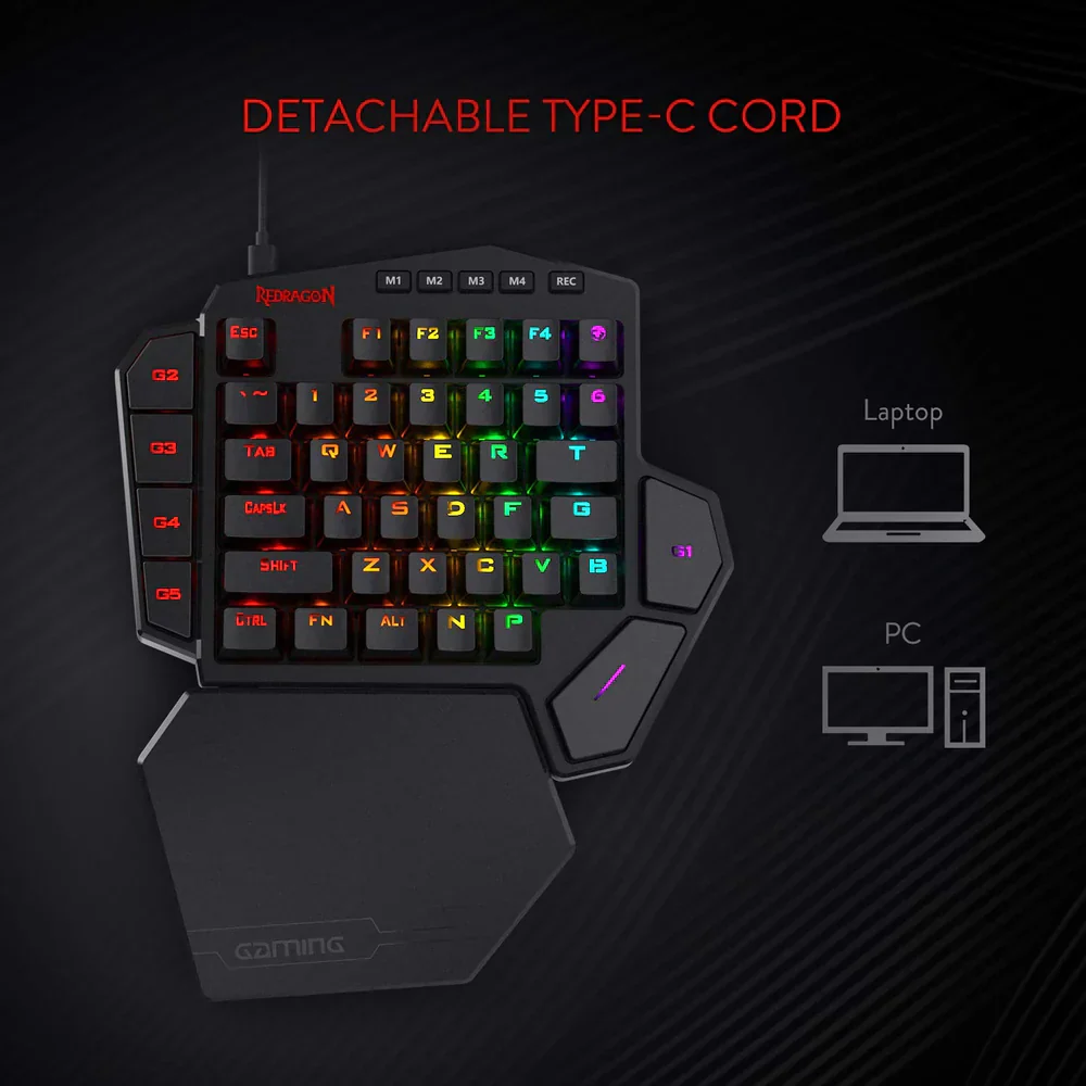 Redragon DITI K585 - One Handed Wired RGB Mechanical Keyboard (Blue Switch) - Image 10