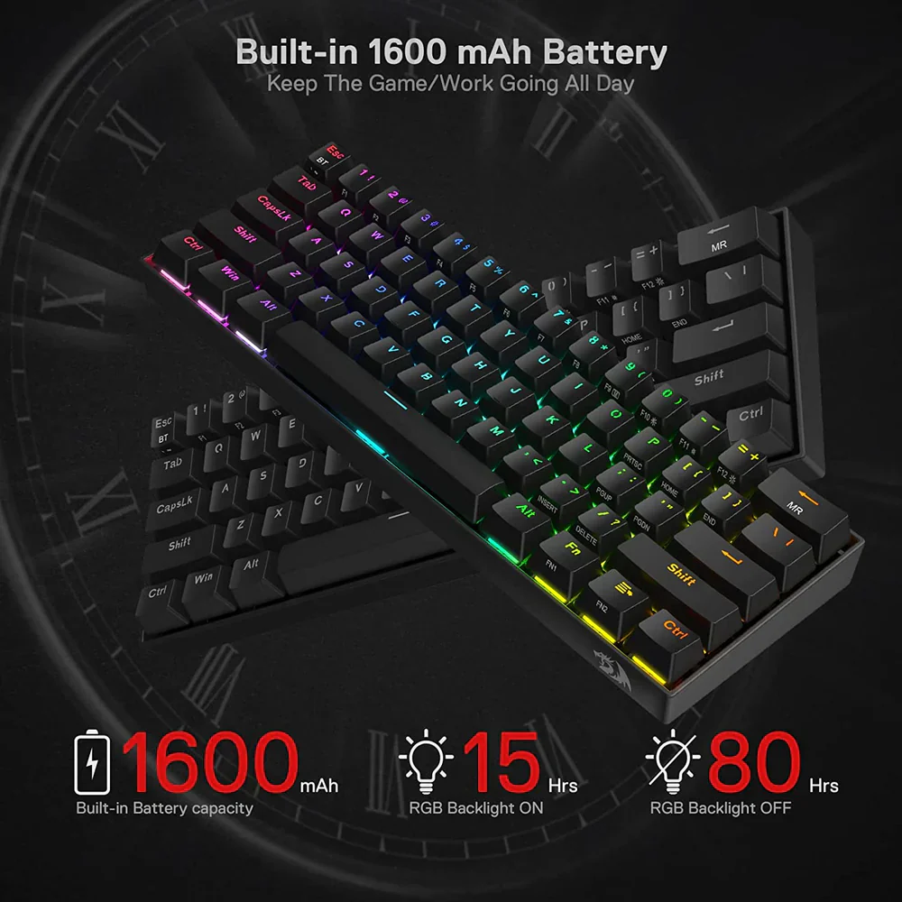 Redragon Draconic Pro K530 PRO - 60% Bluetooth+24.Ghz+Wired Mechanical Keyboard (Red Switch) - Image 10