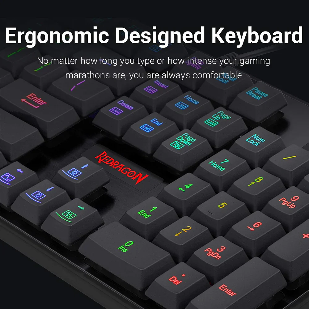 Redragon DYAUS PRO K509-1 - 104 Keys RGB Wired Keyboard without side LED (Mechanical Feel) - Image 8