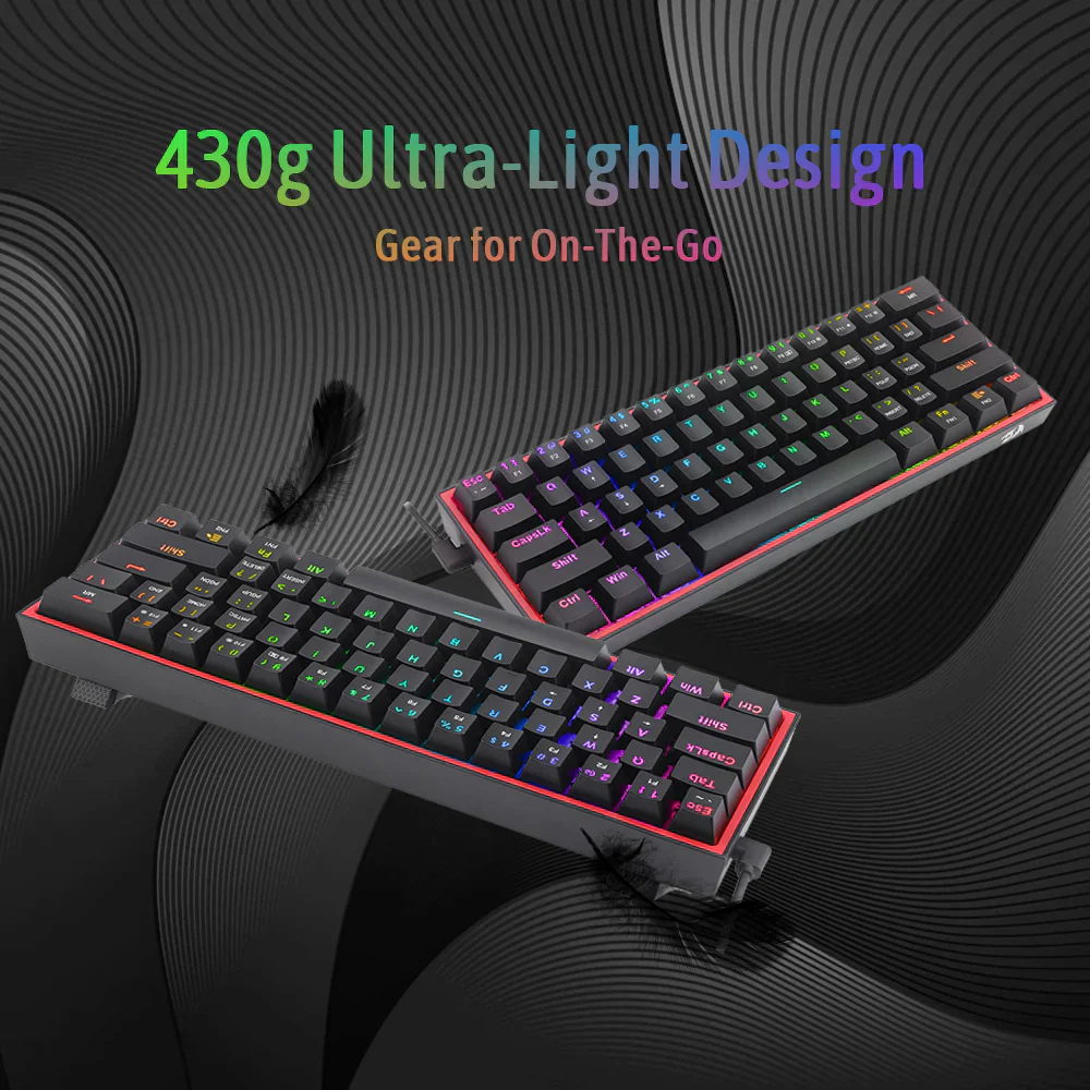 Redragon Fizz K617 - 60% Wired Mechanical Keyboard Black (Red Switches) - Image 6