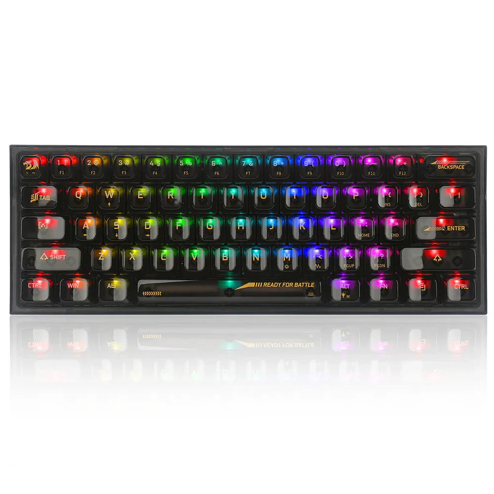 Redragon Fizz K617 - 60% Wired Mechanical Keyboard Black Transparent (Translucent Custom Switch) - Image 3