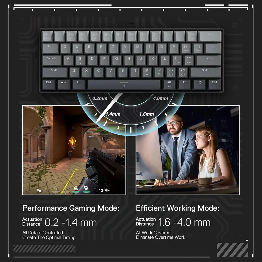 Redragon Fizz K617 60% Wired Mechanical Keyboard Mystic Grey (Magnetic Switch) - Image 11