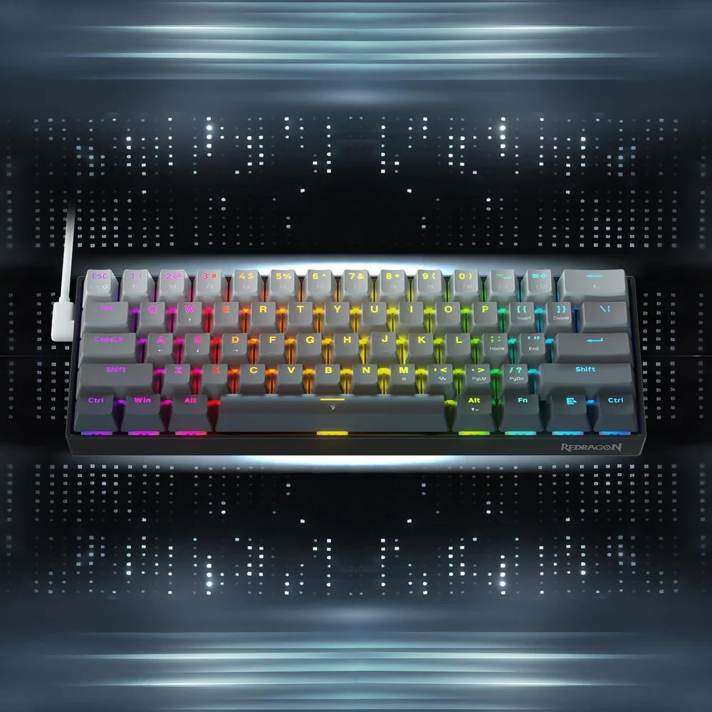 Redragon Fizz K617 60% Wired Mechanical Keyboard Mystic Grey (Magnetic Switch) - Image 12