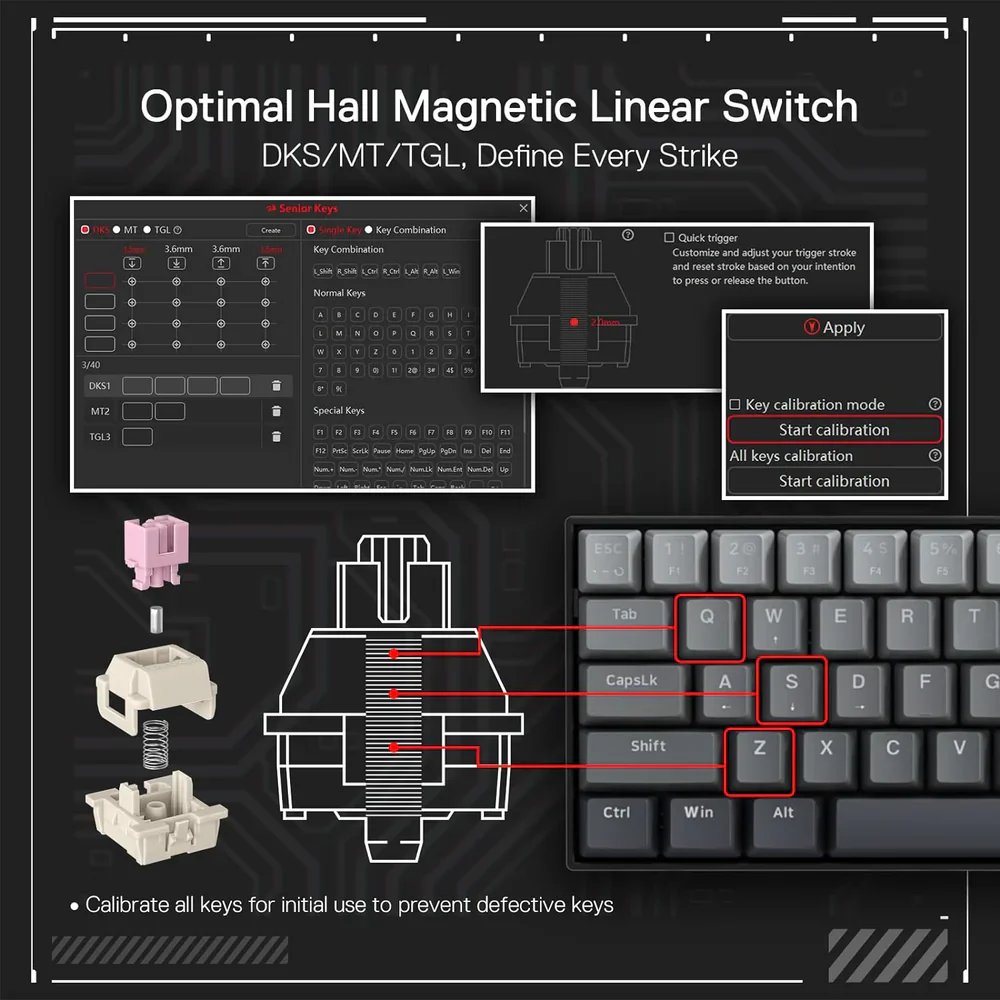 Redragon Fizz K617 60% Wired Mechanical Keyboard Mystic Grey (Magnetic Switch) - Image 9
