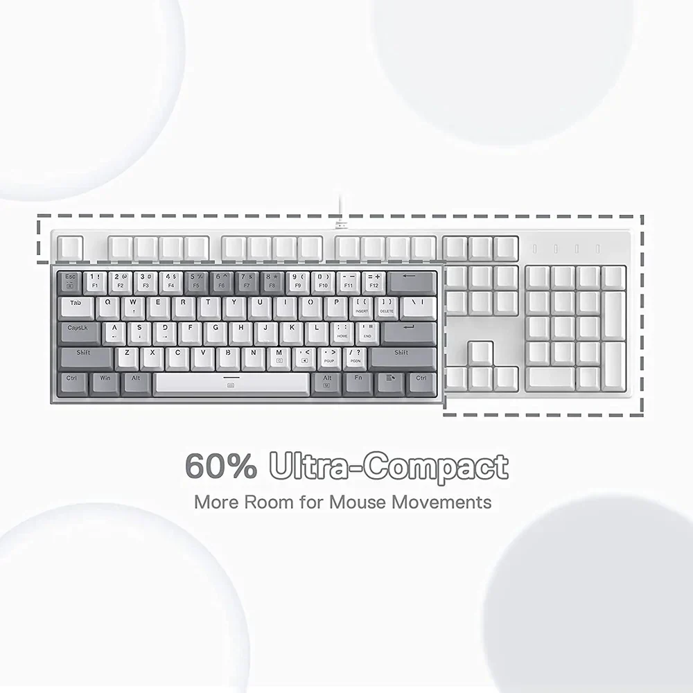 Redragon Fizz K617 - 60% Wired Mechanical Keyboard White and Grey (Red Switches) - Image 10