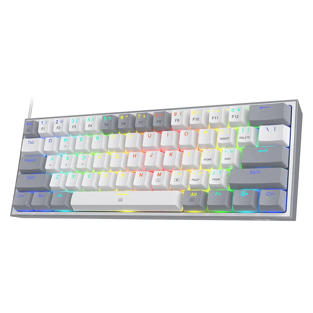 Redragon Fizz K617 - 60% Wired Mechanical Keyboard White and Grey (Red Switches) - Image 3