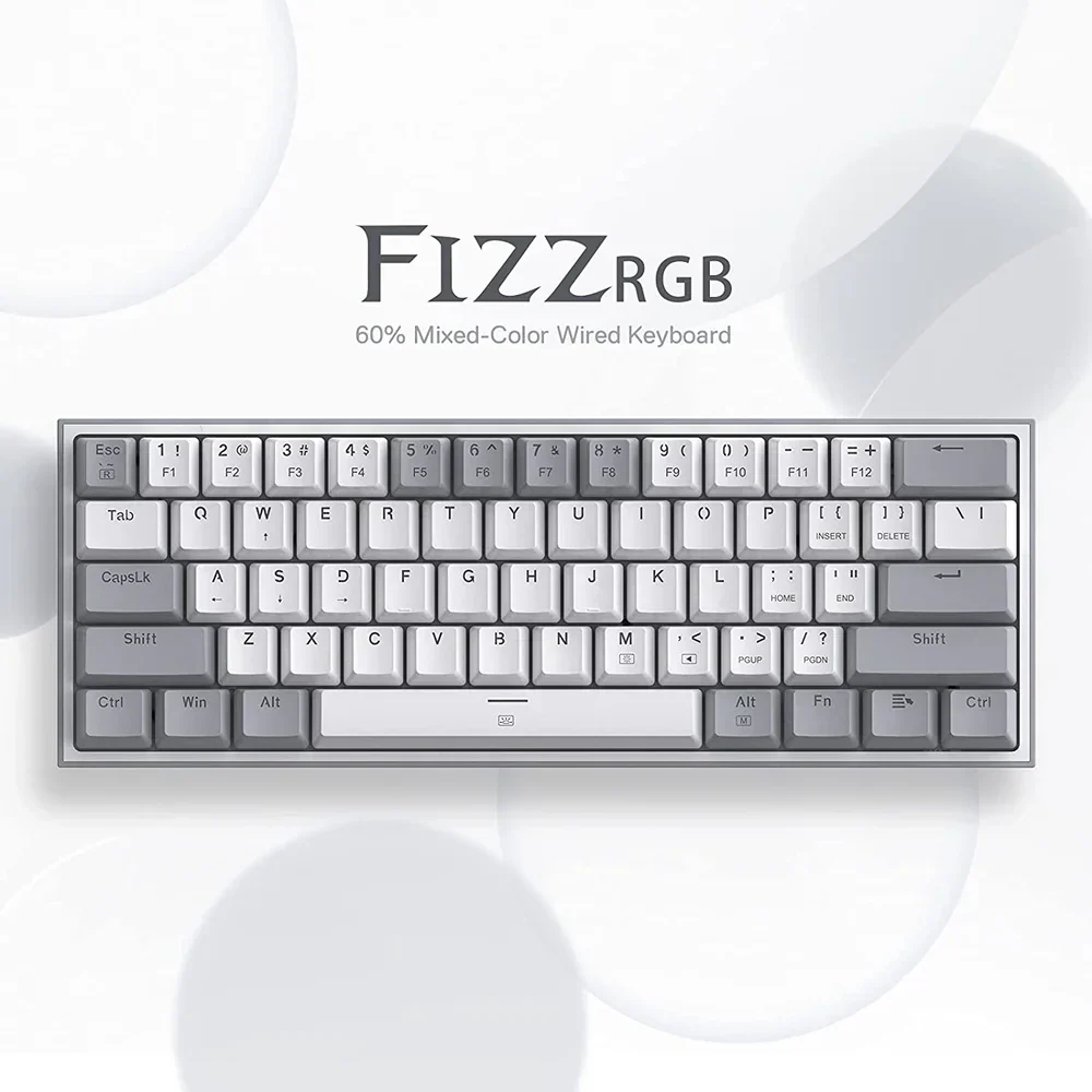 Redragon Fizz K617 - 60% Wired Mechanical Keyboard White and Grey (Red Switches) - Image 5
