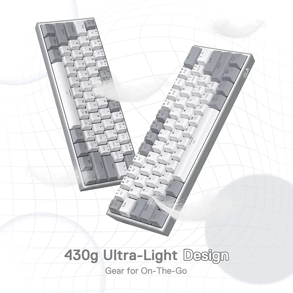 Redragon Fizz K617 - 60% Wired Mechanical Keyboard White and Grey (Red Switches) - Image 6