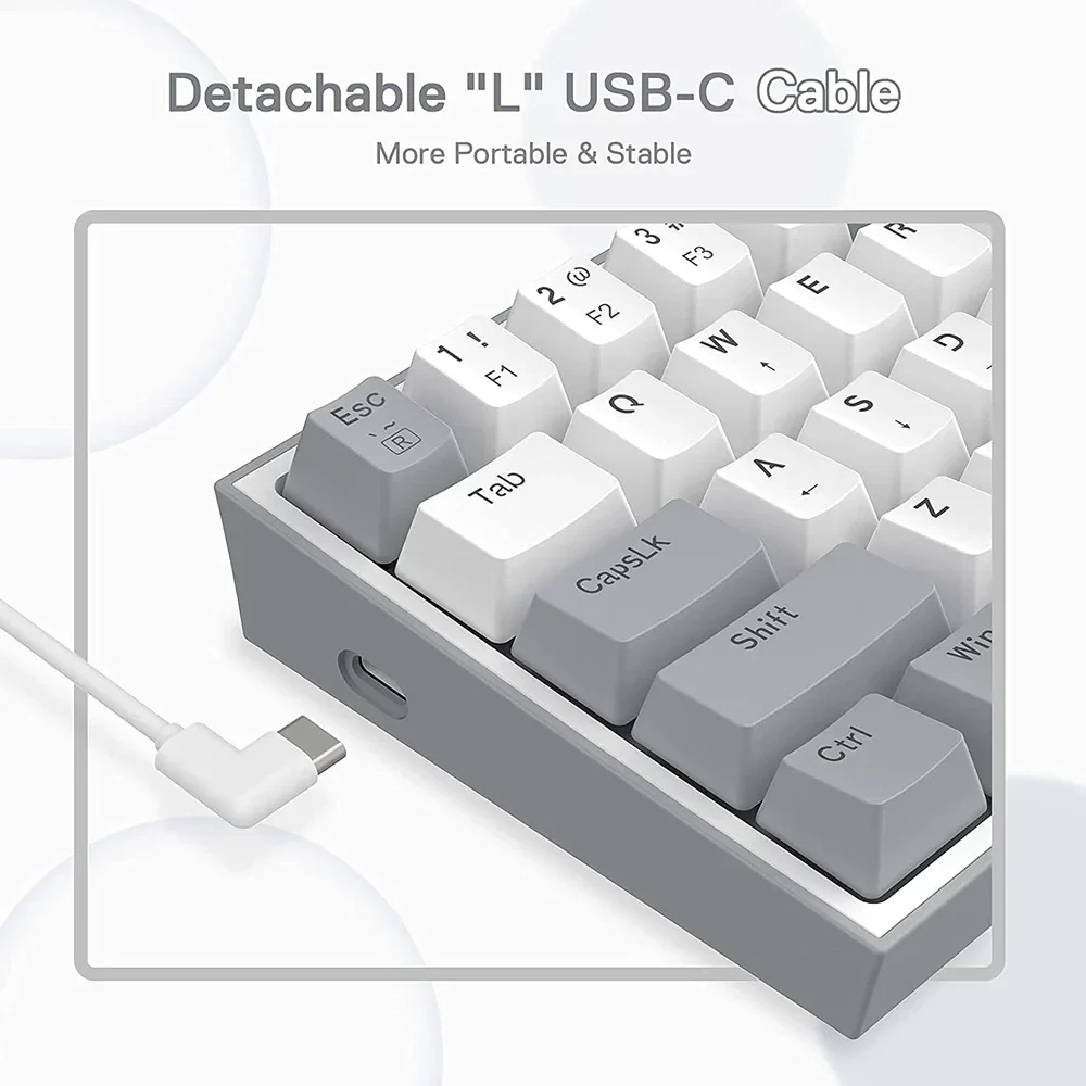 Redragon Fizz K617 - 60% Wired Mechanical Keyboard White and Grey (Red Switches) - Image 9