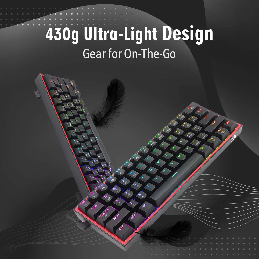 Redragon FIZZ PRO K616 - 60% Wired+2.4Ghz+BT Mechanical Keyboard Black (Red Switch) - Image 6