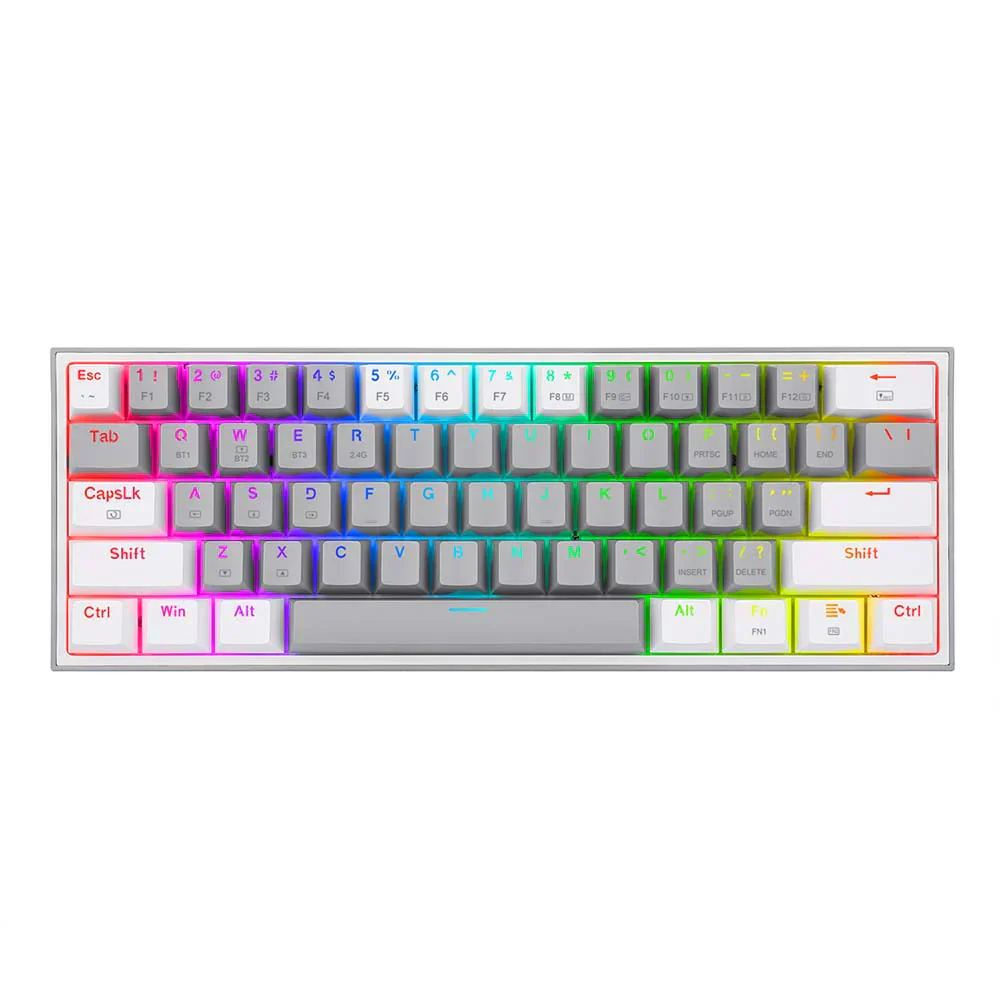 Redragon FIZZ PRO K616 - 60% Wired+2.4Ghz+BT Mechanical Keyboard Grey and White (Red Switch) - Image 3