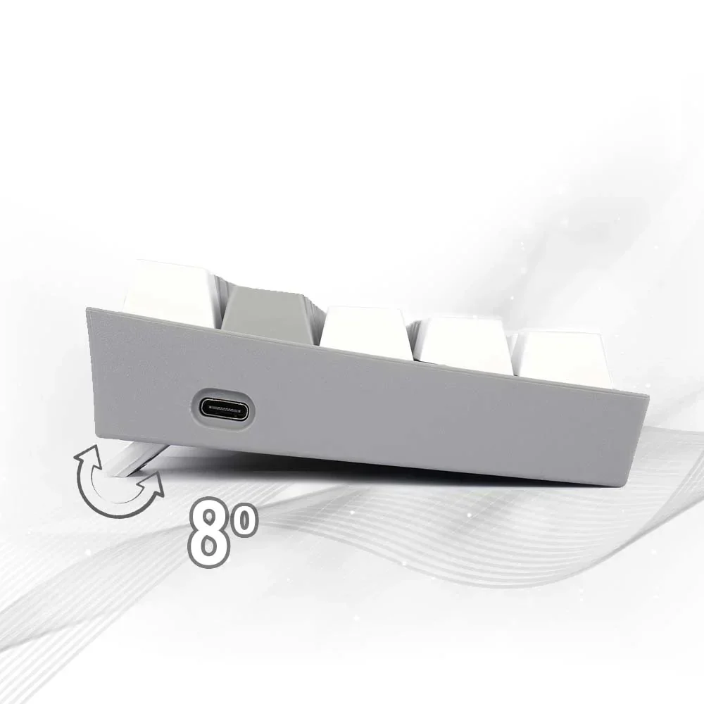 Redragon FIZZ PRO K616 - 60% Wired+2.4Ghz+BT Mechanical Keyboard Grey and White (Red Switch) - Image 9