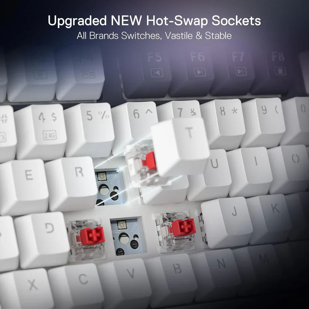 Redragon K673 UCAL Pro Bluetooth/2.4Ghz/White and Black Keyboard (Red Switch) - Image 11