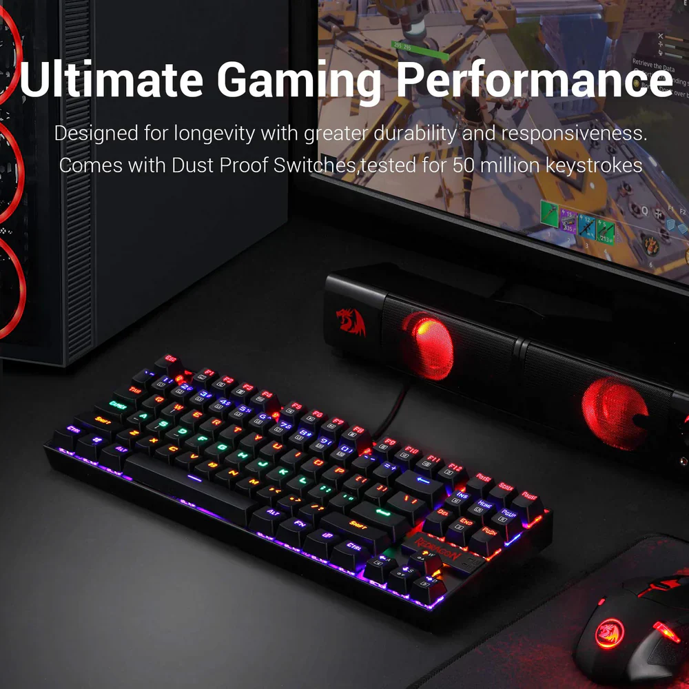 Redragon KUMARA K552 - TKL WIRED MECHNICAL KEYBAORD RAINBOW (Red Switch) - Image 5