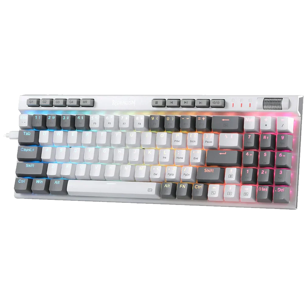 Redragon Magicwand SE K655 75% Wired Mechanical Keyboard White and Grey (Quiet Linear Red Switch) - Image 2