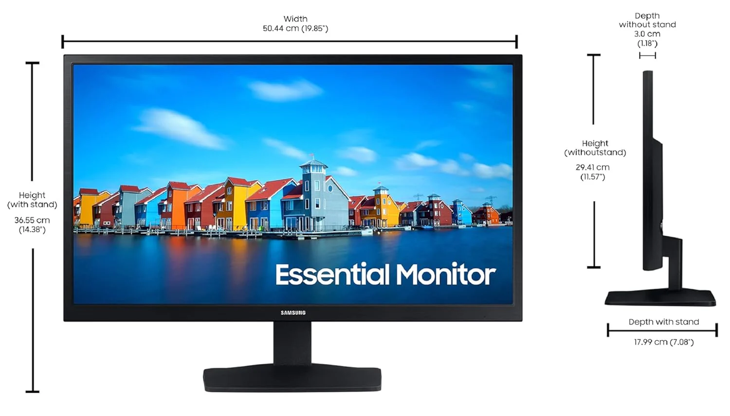Samsung 22-inch(54.48cm) LED 1920 x 1080 Pixels FHD Flat Monitor, VA, 60 Hz, Wide View Angle, HDMI, D-sub Ports, Flicker Free, (LS22A334NHWXXL, Black) - Image 2