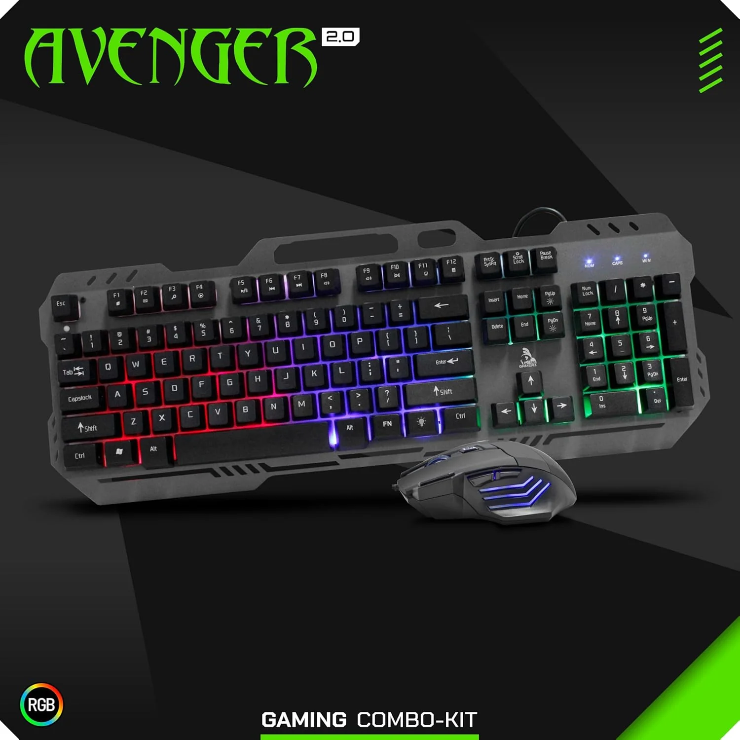 TAG GAMERZ Avenger 2.0 RGB Gaming Keyboard and Mouse Set (Black) - Image 2