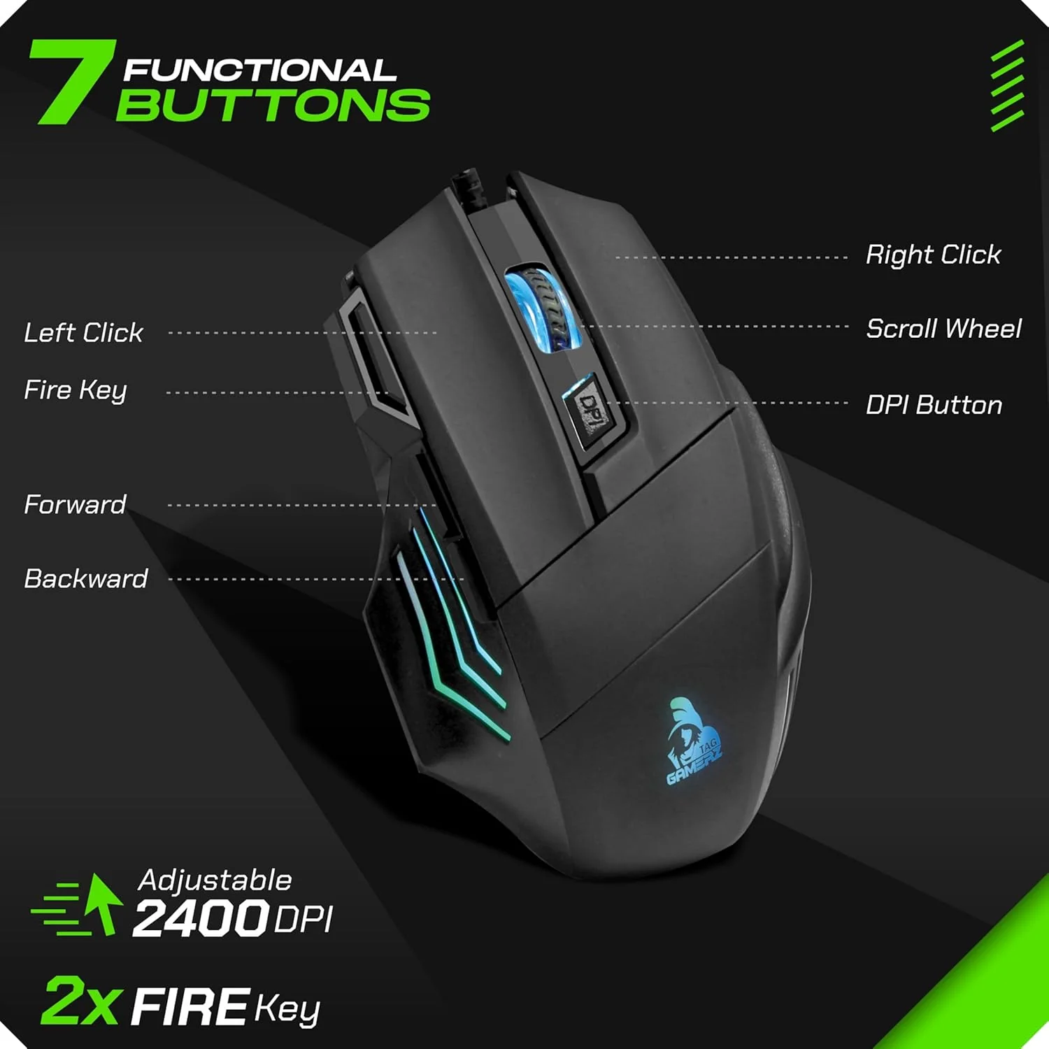 TAG GAMERZ Avenger 2.0 RGB Gaming Keyboard and Mouse Set (Black) - Image 3