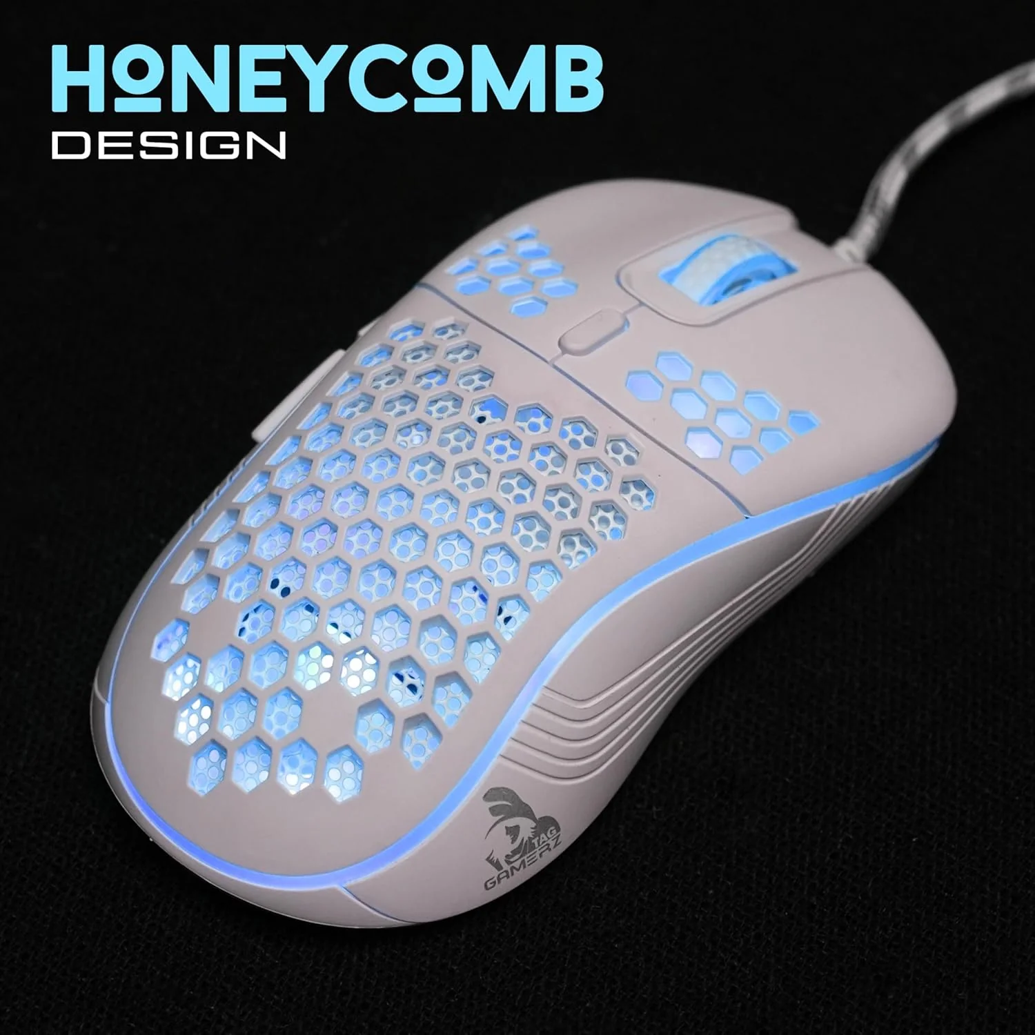 TAG Gamerz Fusion RGB Honeycomb Gaming Mouse White Edition - Image 2
