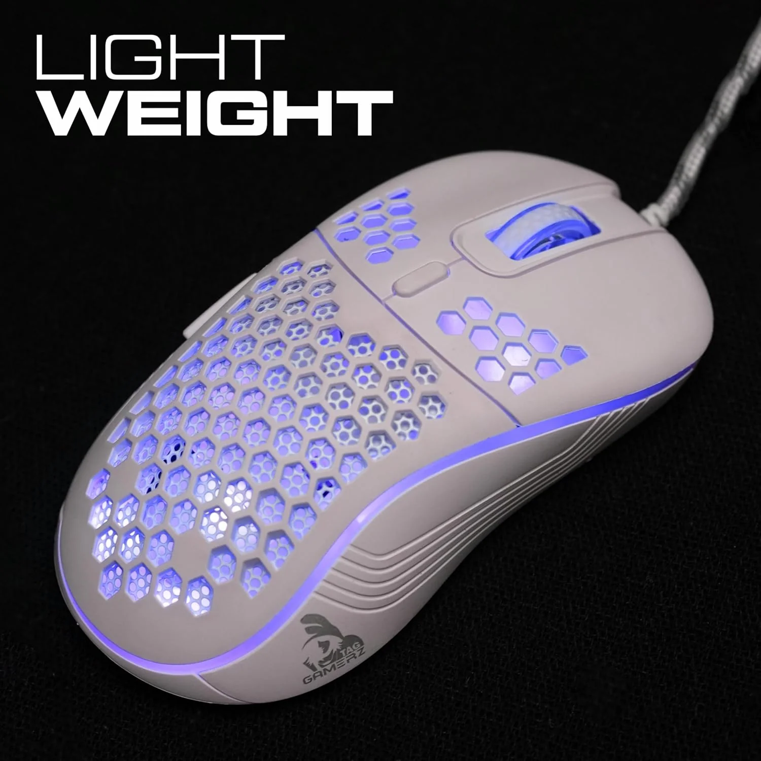 TAG Gamerz Fusion RGB Honeycomb Gaming Mouse White Edition - Image 3