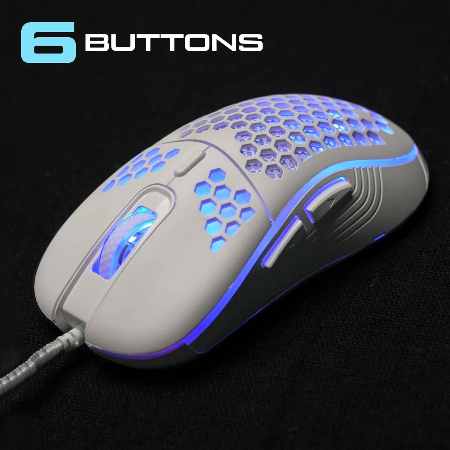 TAG Gamerz Fusion RGB Honeycomb Gaming Mouse White Edition - Image 4