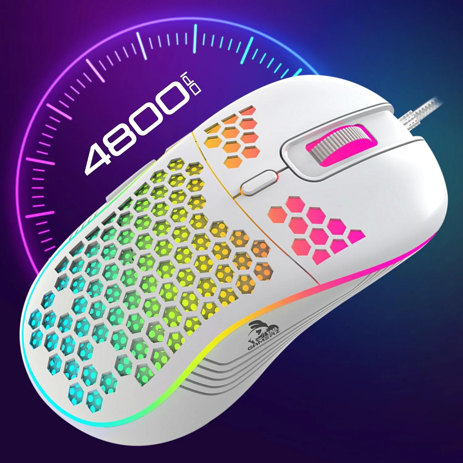 TAG Gamerz Fusion RGB Honeycomb Gaming Mouse White Edition - Image 6