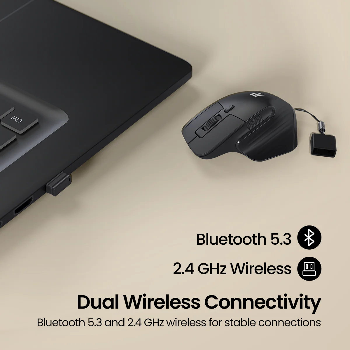 PORTRONICS Toad Mino Mini Wireless Mouse | Rechargeable | Bluetooth & 2.4 GHz | Ultra-Compact Size | Multi-Device Pairing - Image 11