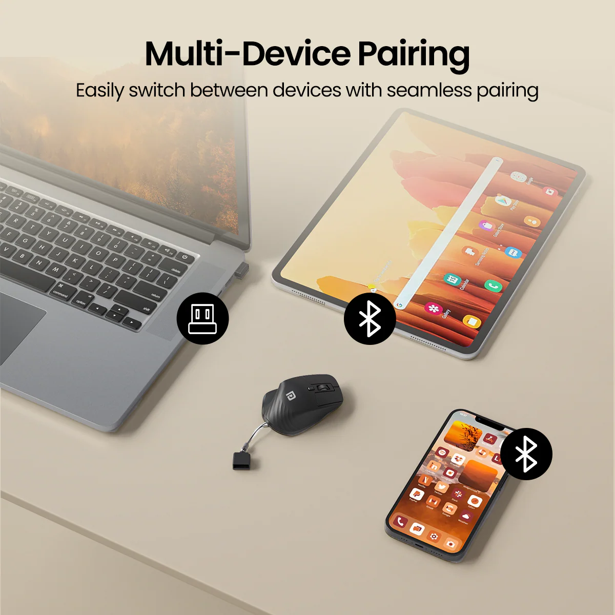 PORTRONICS Toad Mino Mini Wireless Mouse | Rechargeable | Bluetooth & 2.4 GHz | Ultra-Compact Size | Multi-Device Pairing - Image 13