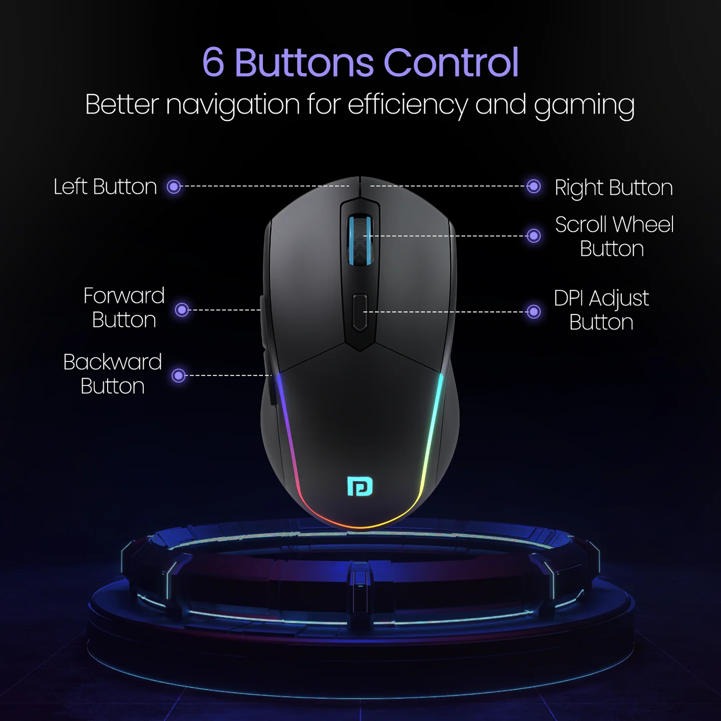 PORTRONICS Toad One Wireless Optical Mouse Adjustable DPI resolution | Type-C charging | 2.4 GHz operating speed | Auto Power Saving - Image 3