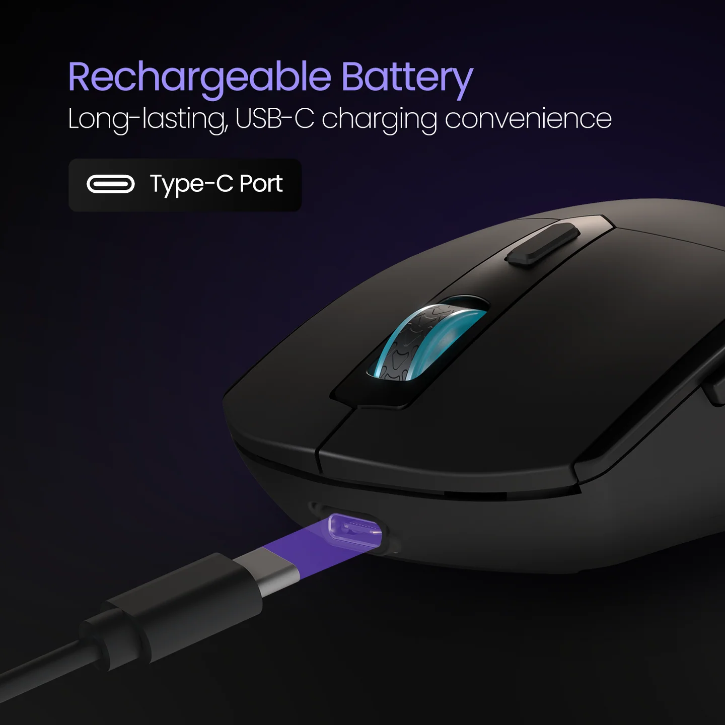 PORTRONICS Toad One Wireless Optical Mouse Adjustable DPI resolution | Type-C charging | 2.4 GHz operating speed | Auto Power Saving - Image 8