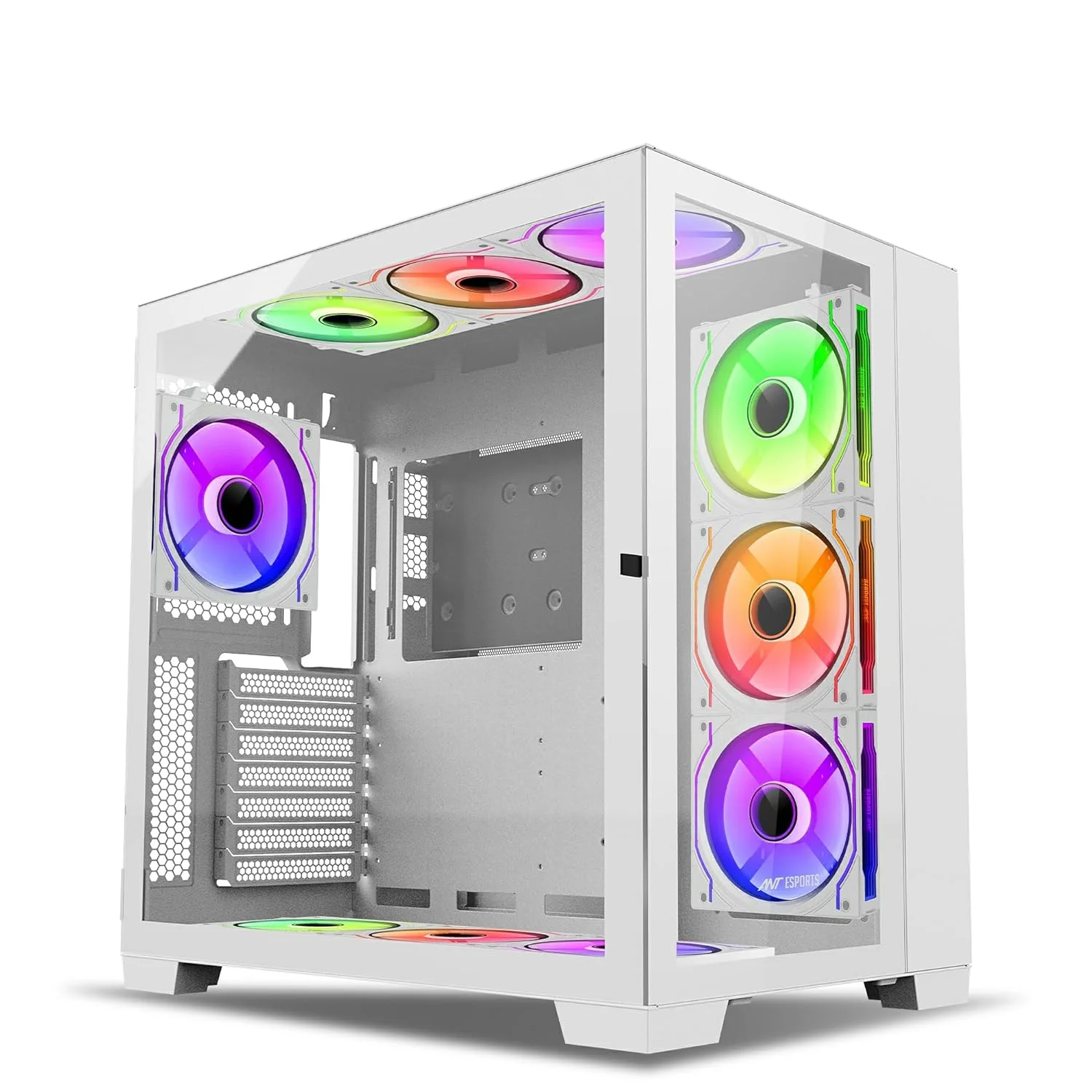ANT ESPORTS White Crystal XL ATX/ Micro-ATX/M-ITX Cabinet ABS+SPCC+Tempered Glass 440mm VGA 167mm CPU Height 2xUSB 3.0 1xType-C
