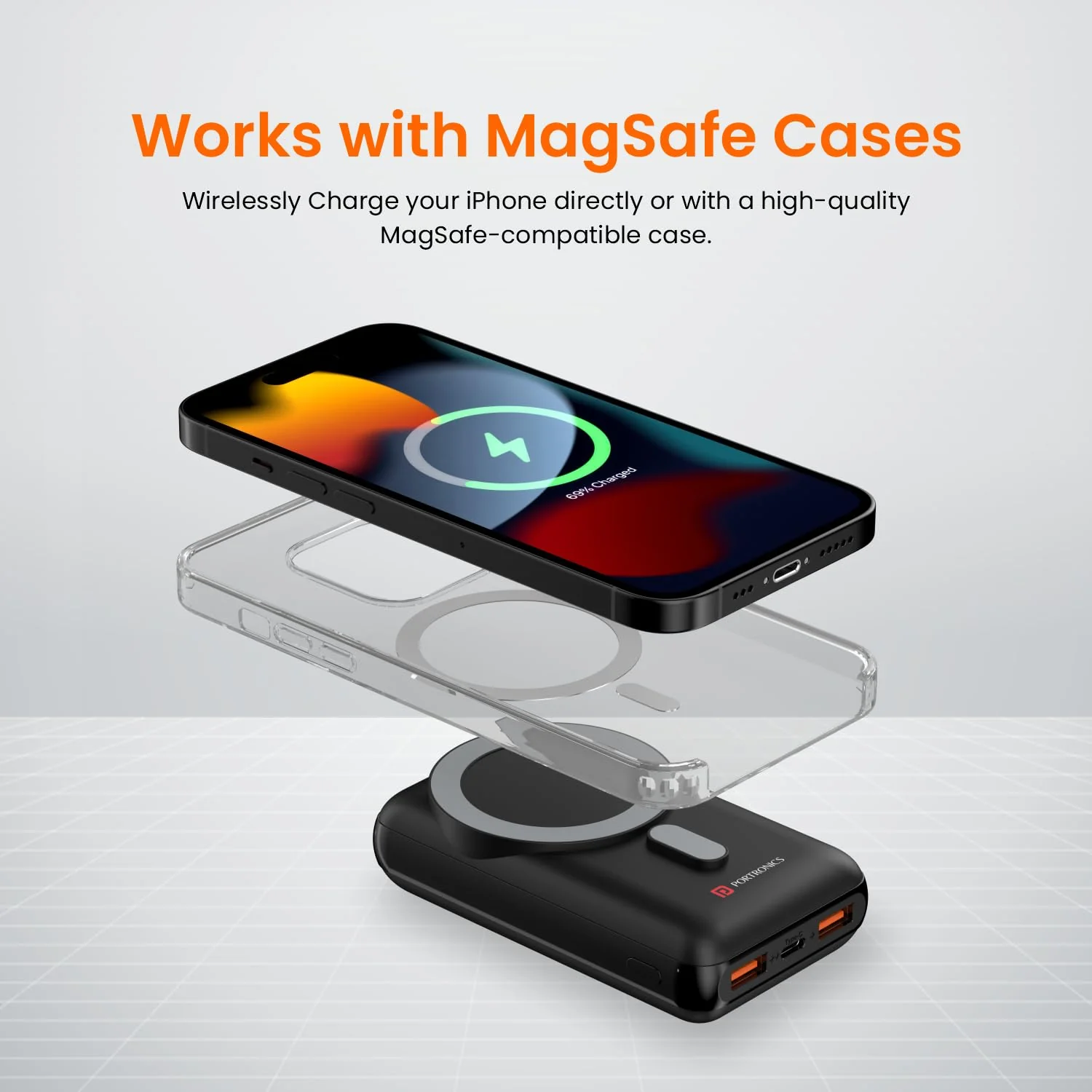 PORTRONICS Wirecell 10 Powerbank 15W Magnetic Wireless Power Bank with 22.5 Wired Output - Image 6