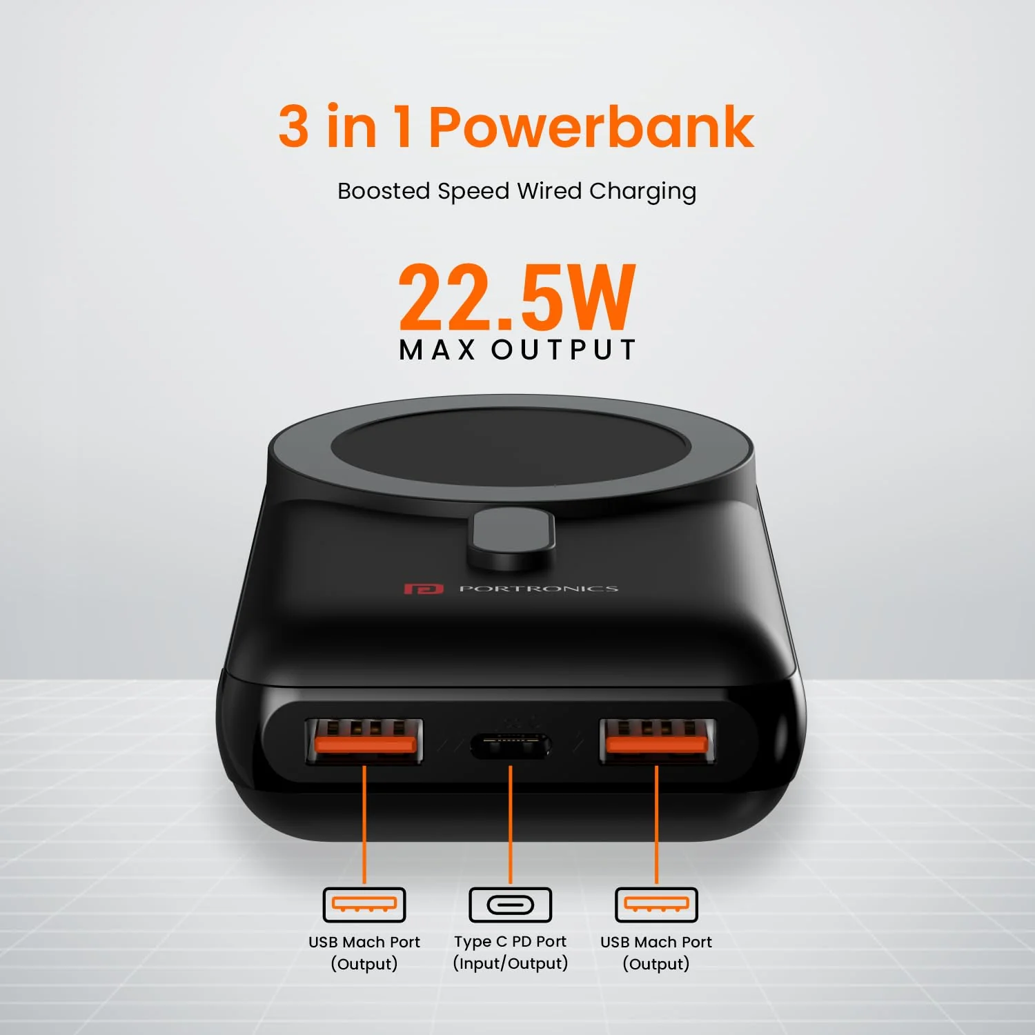 PORTRONICS Wirecell 10 Powerbank 15W Magnetic Wireless Power Bank with 22.5 Wired Output - Image 8