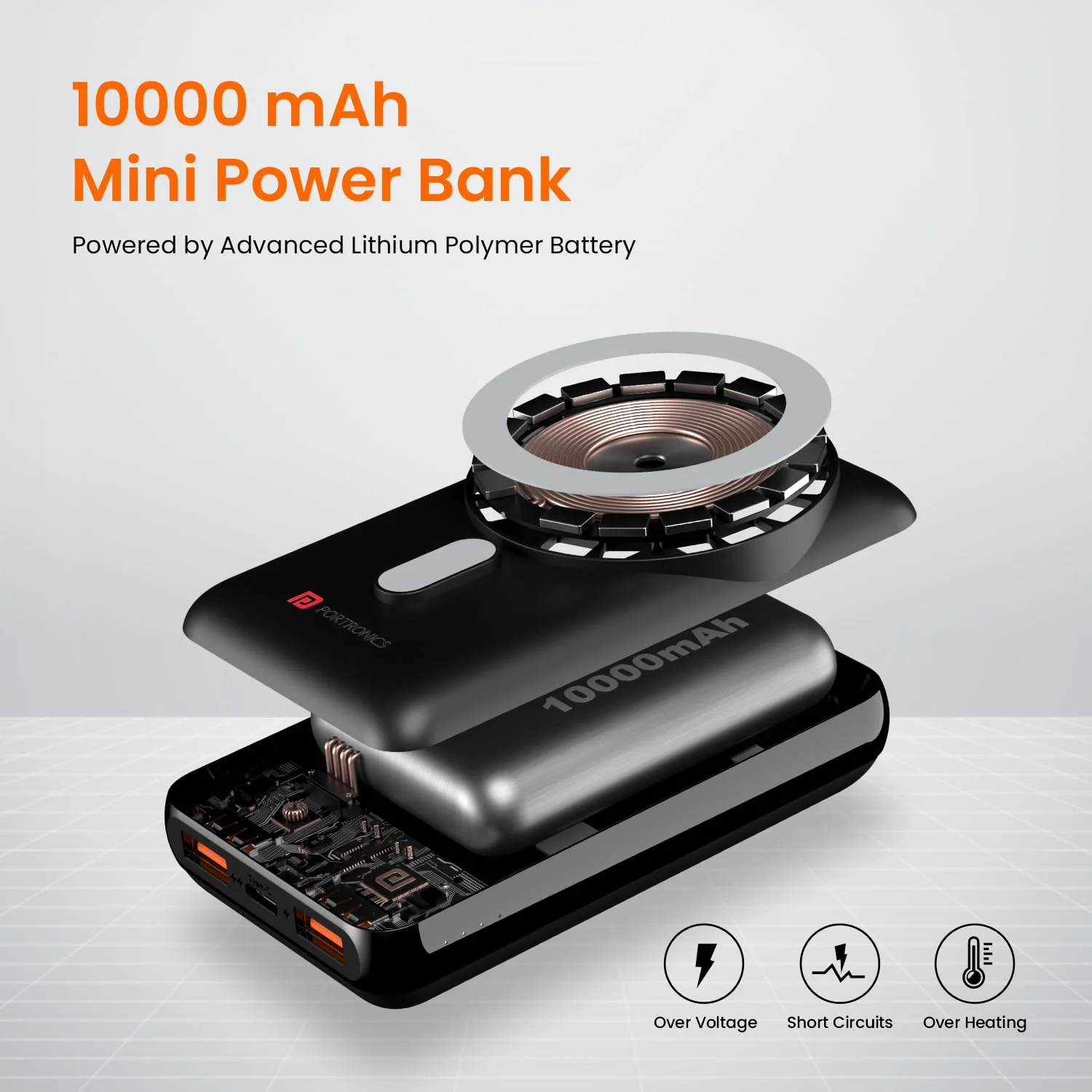 PORTRONICS Wirecell 10 Powerbank 15W Magnetic Wireless Power Bank with 22.5 Wired Output - Image 9