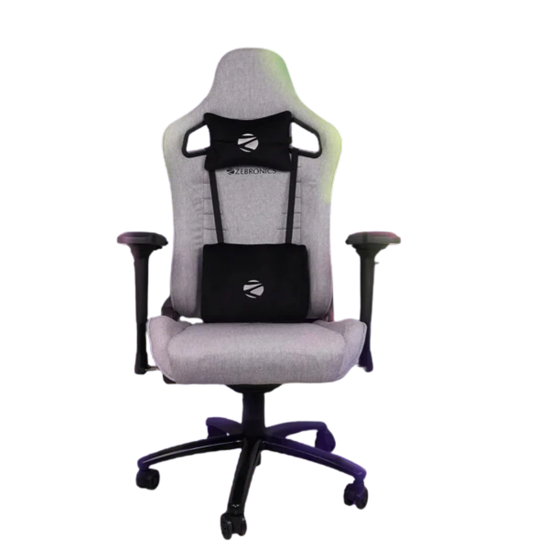 Zebronics Gaming Chair Zeb-GC3500 - Grey, Linen/Suede, Metal Frame, 360Â° Swivel, 90Â°-155Â° Tilt, 4D Armrests, Class 4 Gas Lift
